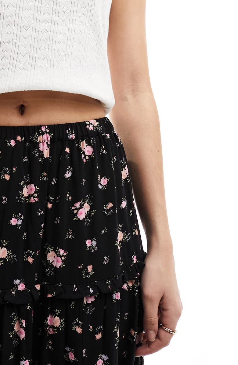 Miss Selfridge Floral Tiered Maxi Skirt, Alternate, color, 