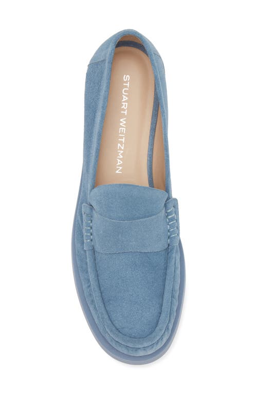 Stuart Weitzman Blake Luxe Suede Slip-on Loafers In Blue Steel