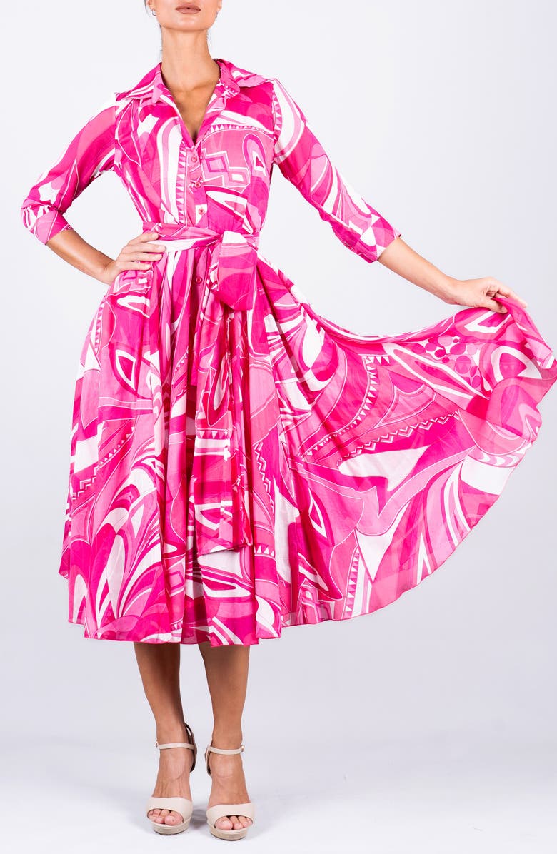SAMANTHA SUNG A-Line Midi Aster Shirtdress, Alternate, color, Pink