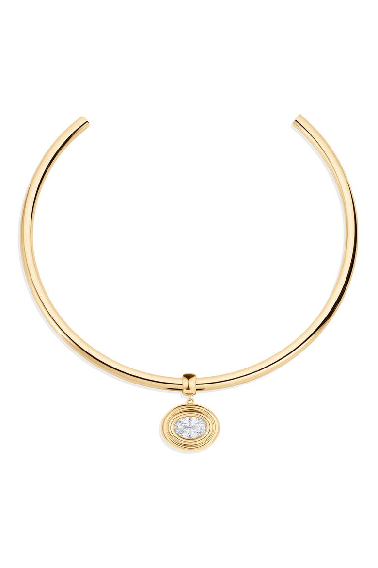 Starlet Oval Cubic Zirconia Choker, Main, color, 14K GOLD PLATED