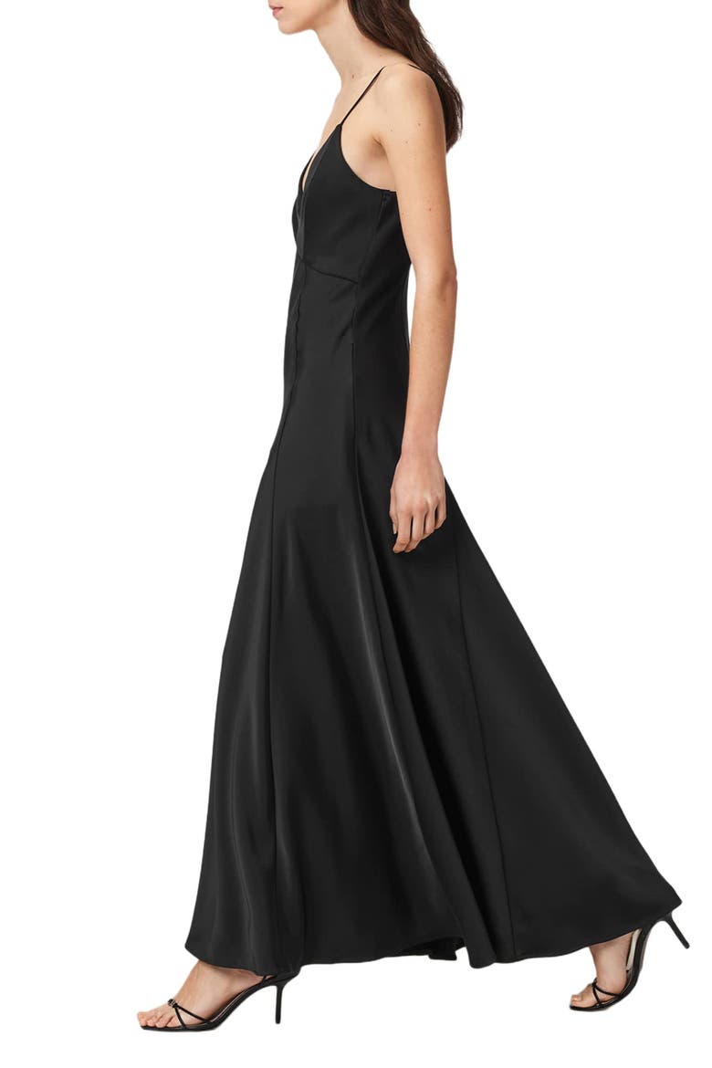 Irina Satin Maxi Slipdress, Alternate, color, BLACK