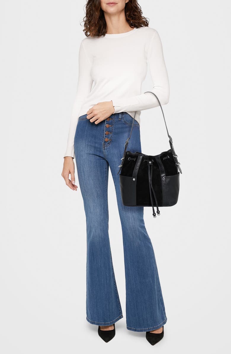 AIMEE About Town Leather & Suede Bucket Bag, Alternate, color,