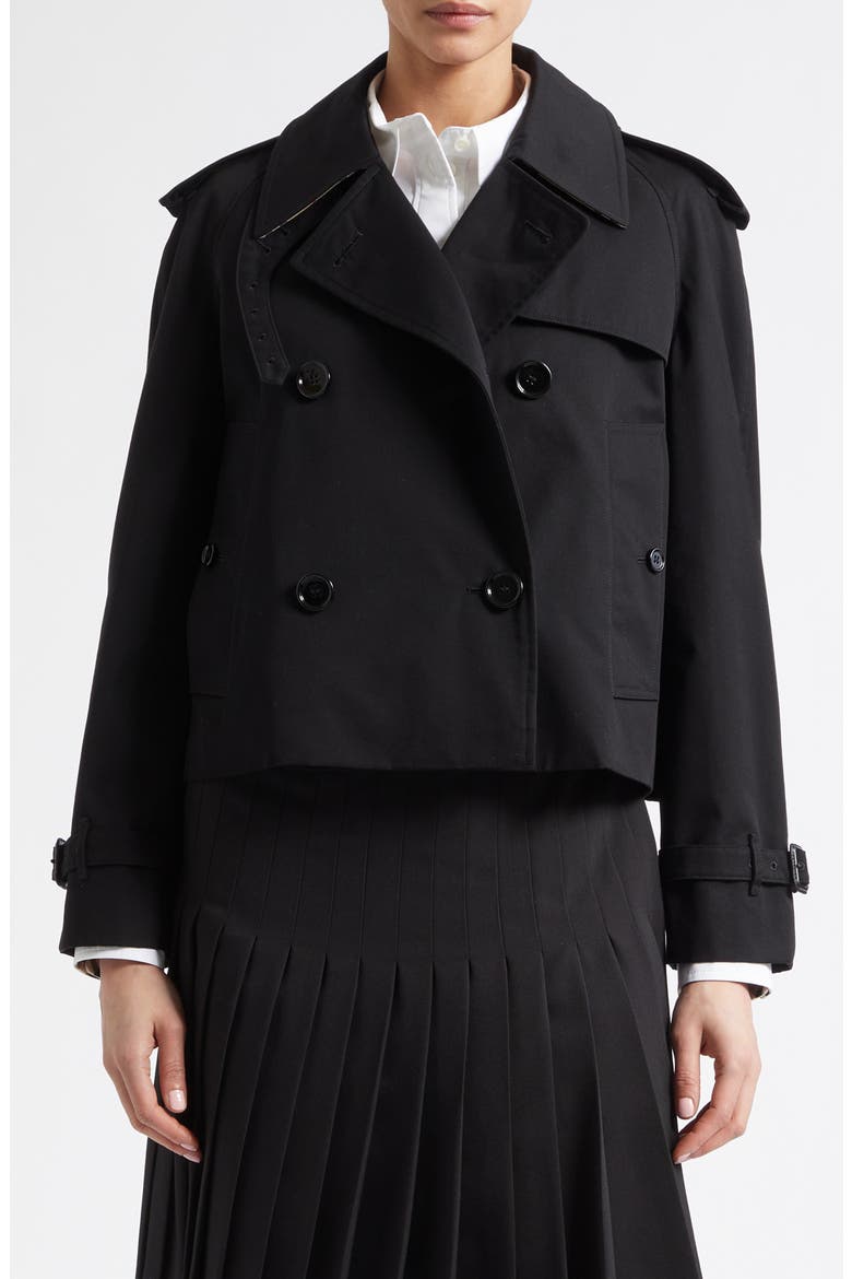 Haltye Cotton Gabardine Crop Trench Jacket, Main, color, BLACK