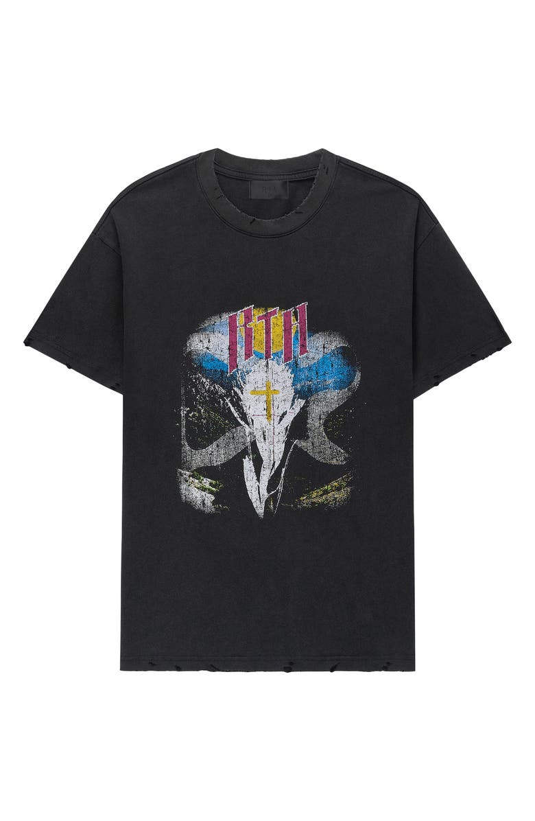 RtA Colin Oversize Graphic T-Shirt, Main, color, Black Scenery