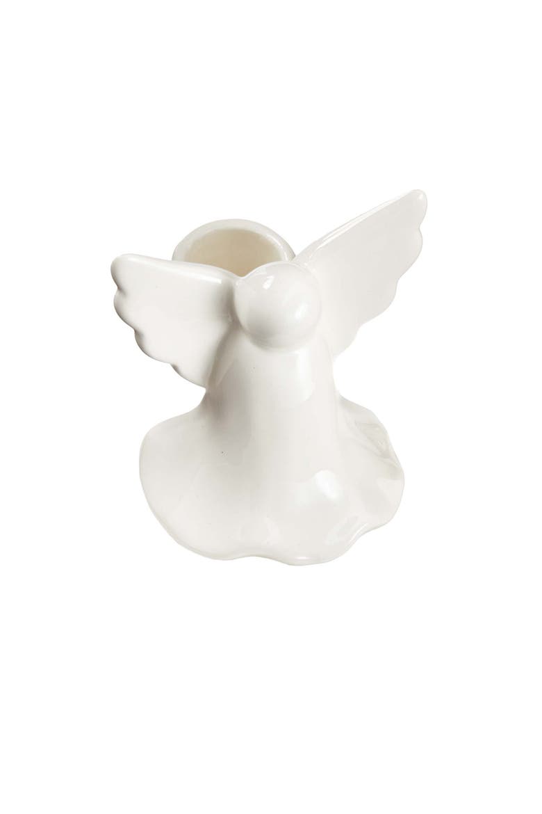 Angel Led Taper Candle Holder White Ceramic for Christmas, Main, color, White