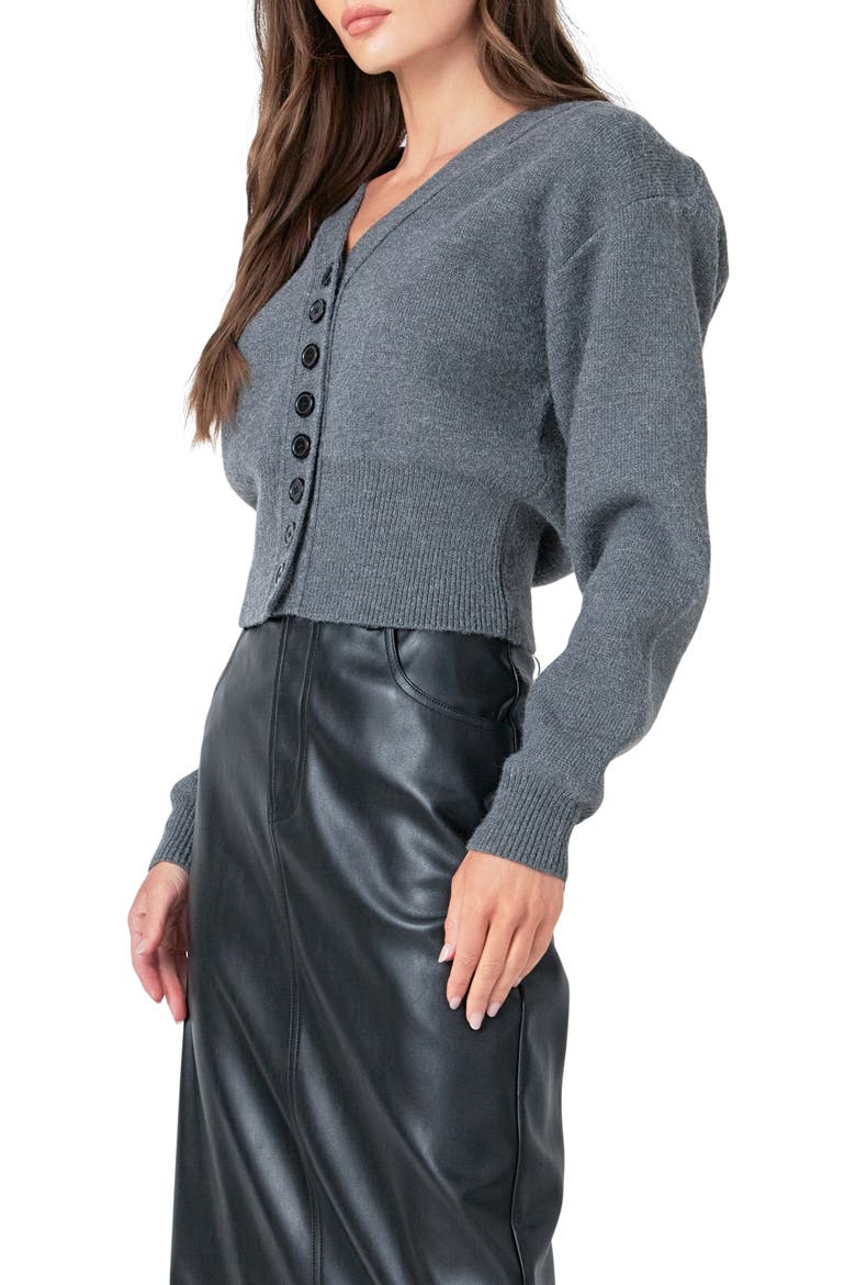 Drop Shoulder Crop Cardigan, Alternate, color, CHARCOAL