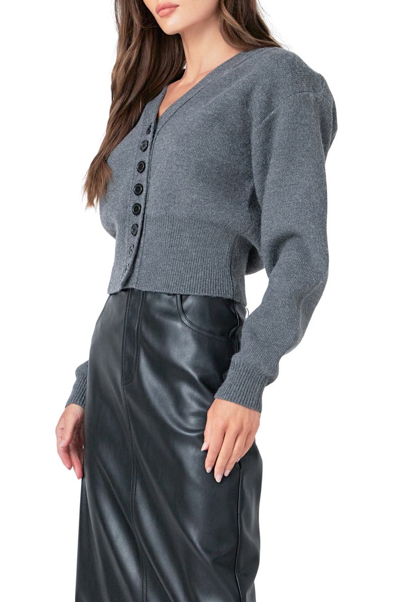 Grey Lab Drop Shoulder Crop Cardigan, Alternate, color, 
