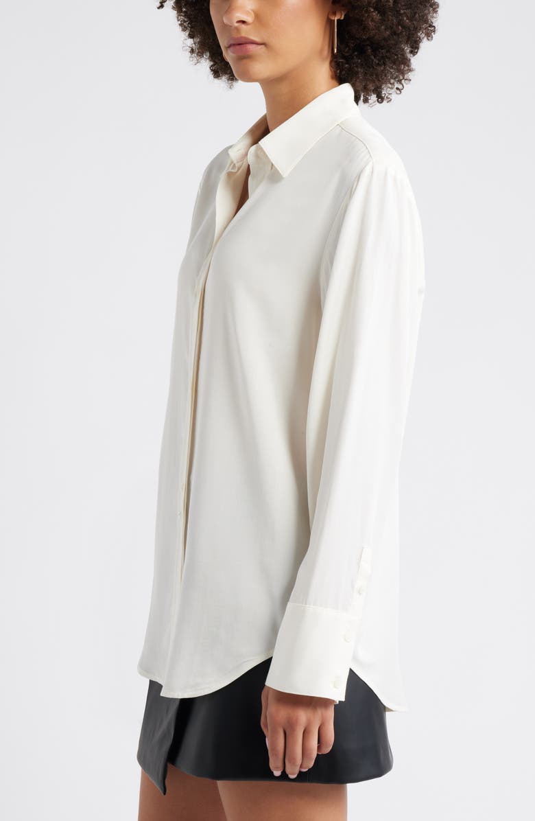 Open Edit Relaxed Fit Long Sleeve Button-Up Shirt, Alternate, color, White Whisper