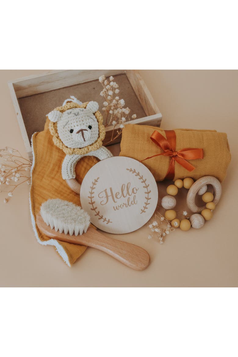 Newborn Baby Shower Gift Set, Main, color, Yellow lion