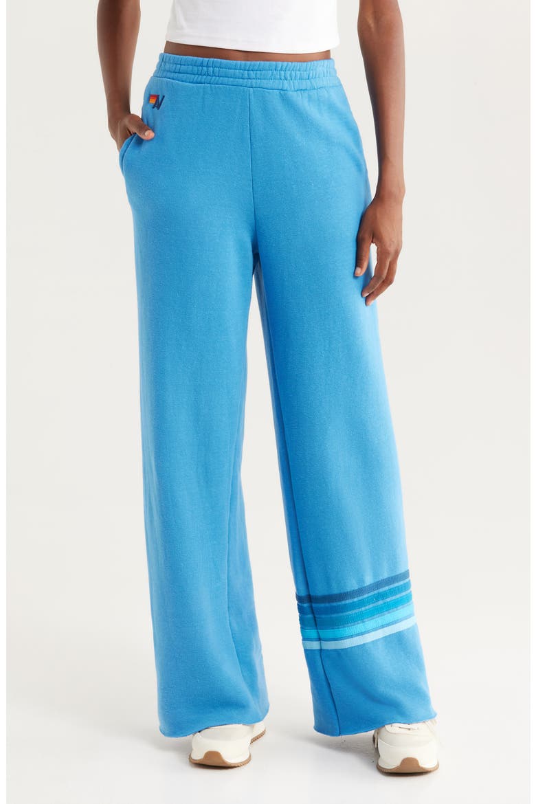 Rugby Stitch Wide Leg Sweatpants, Main, color, COBALT/ BLUE