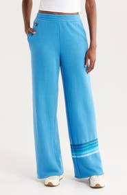 Aviator Nation Rugby Stitch Wide Leg Sweatpants