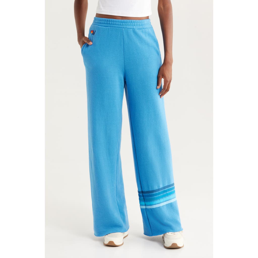Aviator Nation Rugby Stitch Wide Leg Sweatpants
