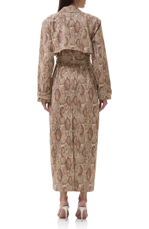 Afrm Earhart Snakeskin Print Trench Coat In Multi