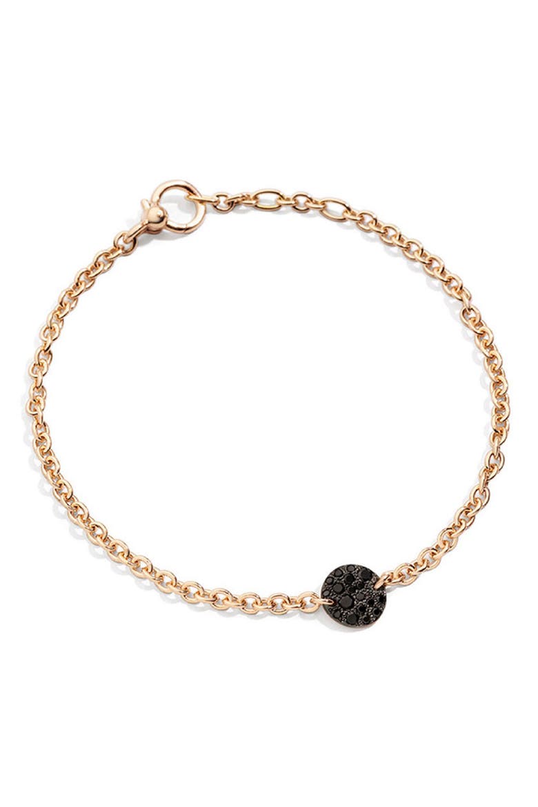 Sabbia Diamond Station Chain Bracelet, Main, color, ROSE GOLD/ BLACK DIAMOND