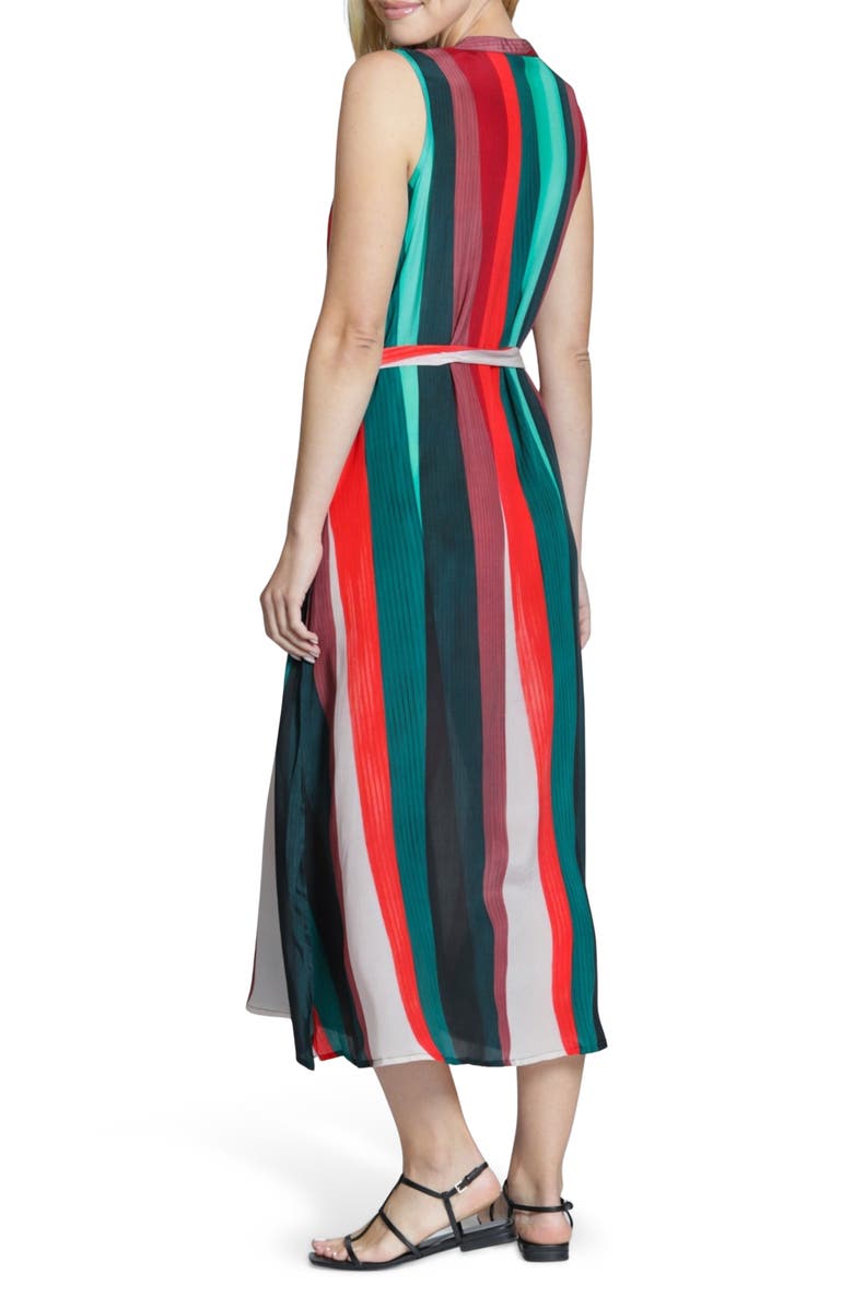 APNY Stripe Belted Midi Shirtdress, Alternate, color, Red Multi