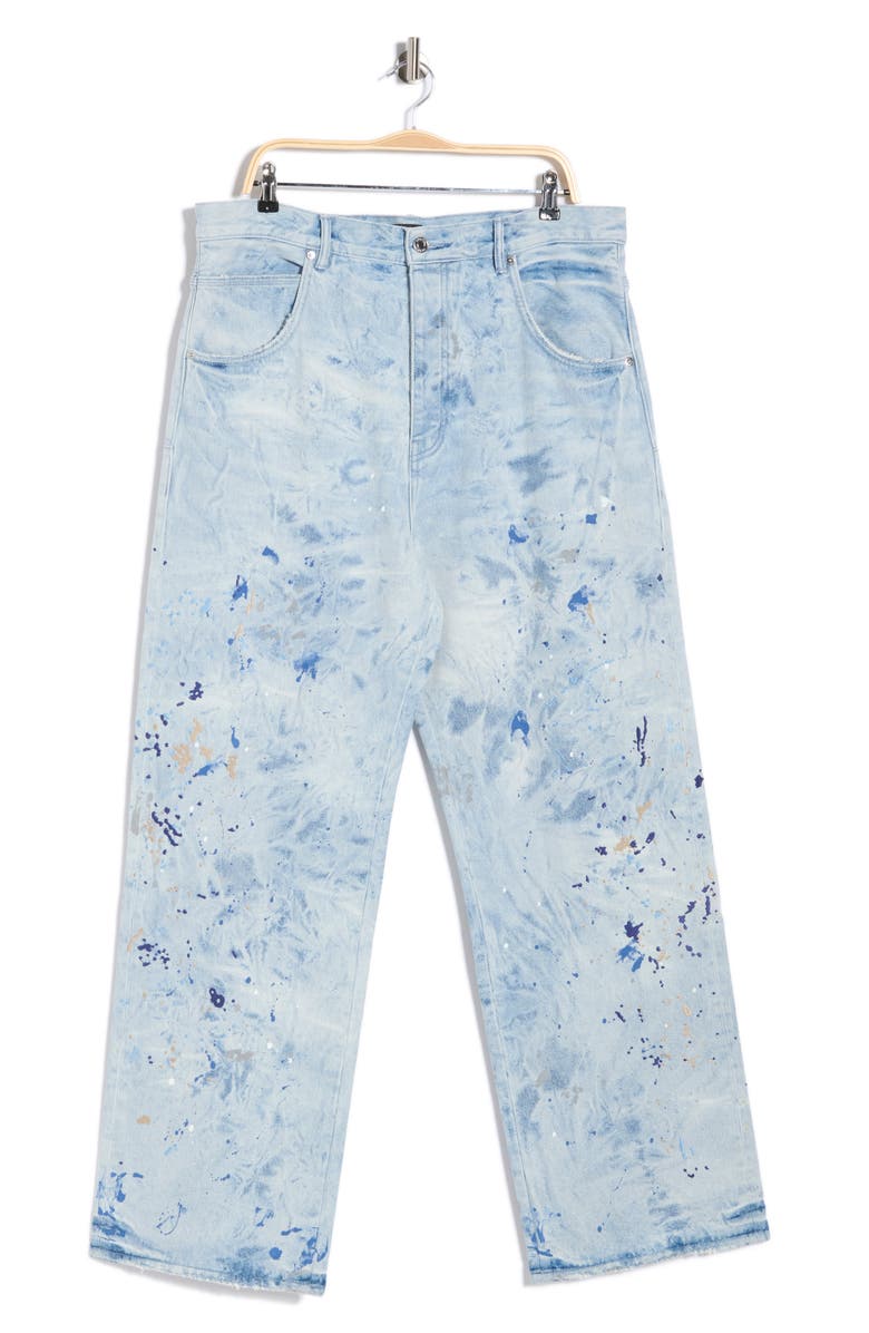PURPLE BRAND Bleach Paint Splatter Straight Leg Jeans, Main, color, Light Indigo
