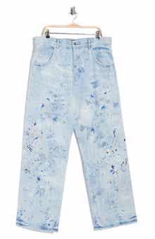 Bleach Paint Splatter Straight Leg Jeans