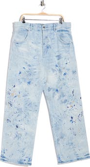 PURPLE BRAND Bleach Paint Splatter Straight Leg Jeans