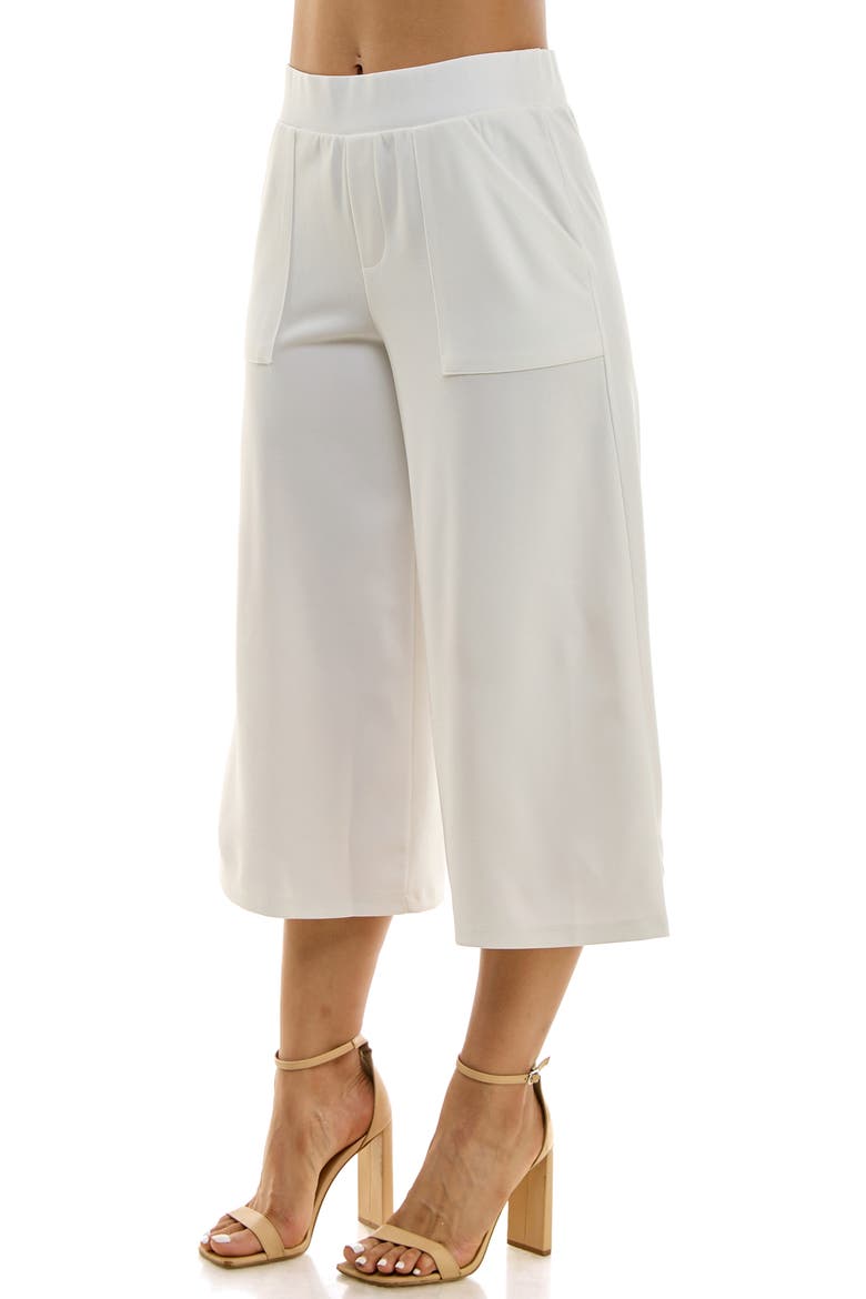 Elastic Waist Culotte Pants, Alternate, color, IVORY