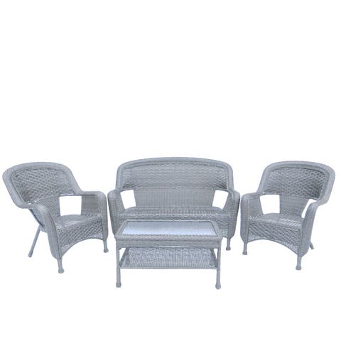 4pc Antique Gray Outdoor Patio Furniture Loveseat Chairs And Table 50.75"