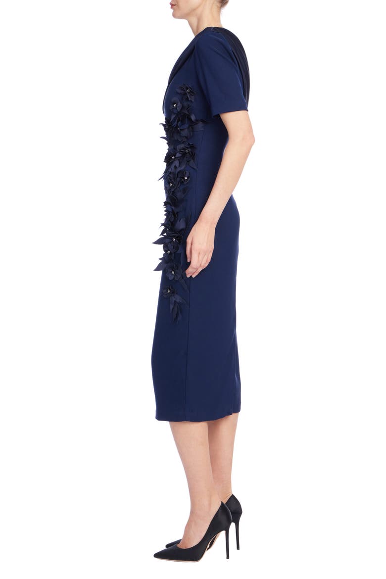 Floral One-Shoulder Cocktail Dress, Alternate, color, NAVY