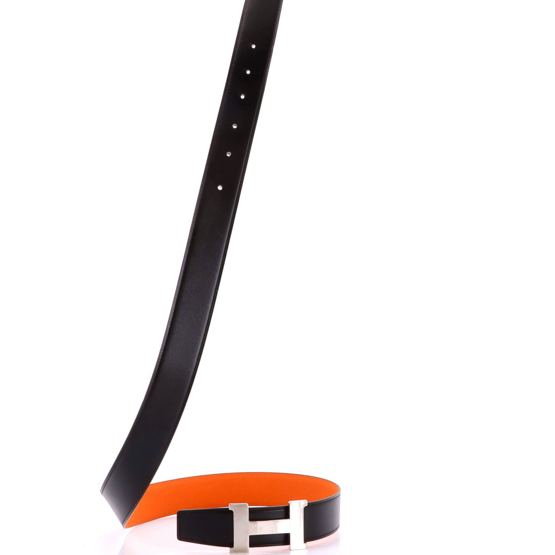 Pre-Owned Hermes Constance Reversible Belt Leather Wide, Alternate, color, Black