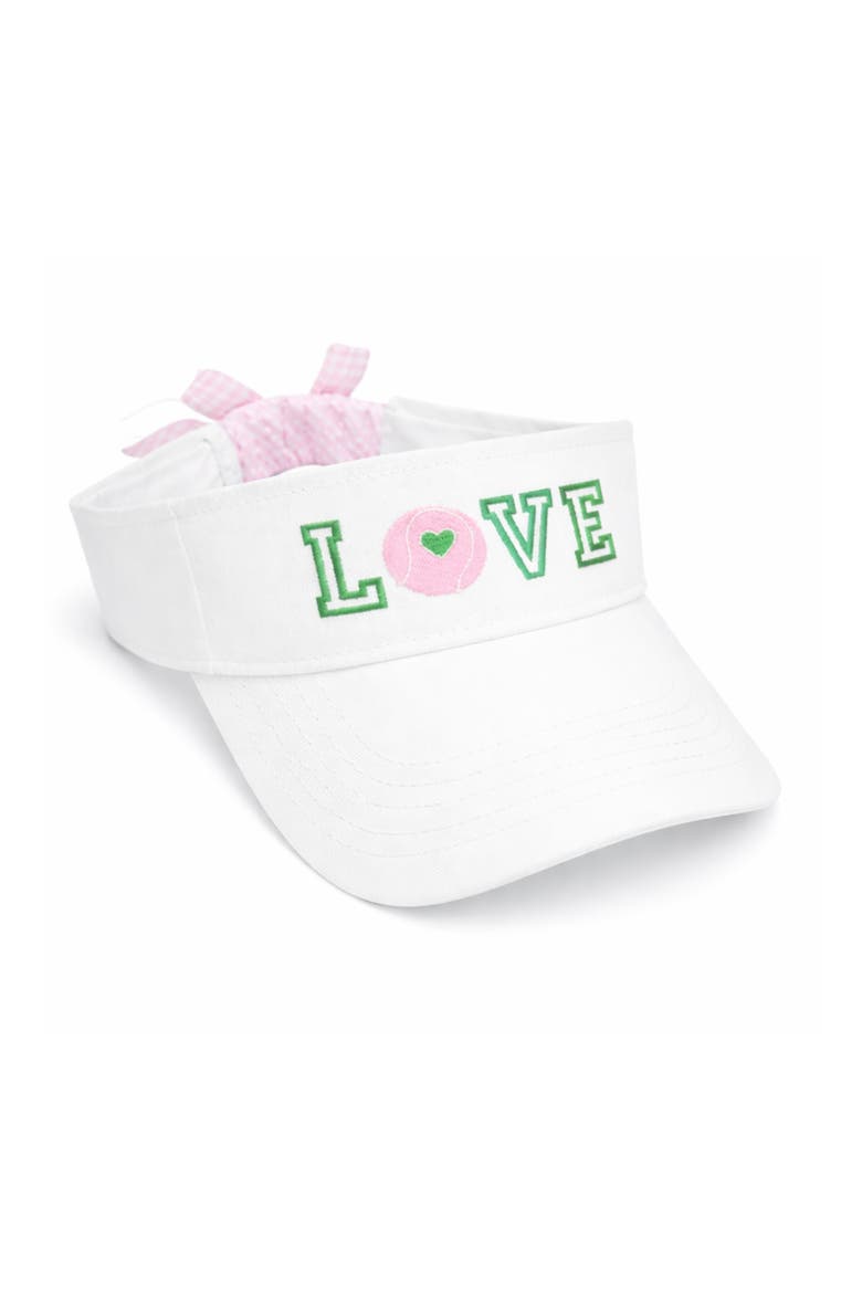 Love Tennis Bow Visor, Main, color, White/Pink