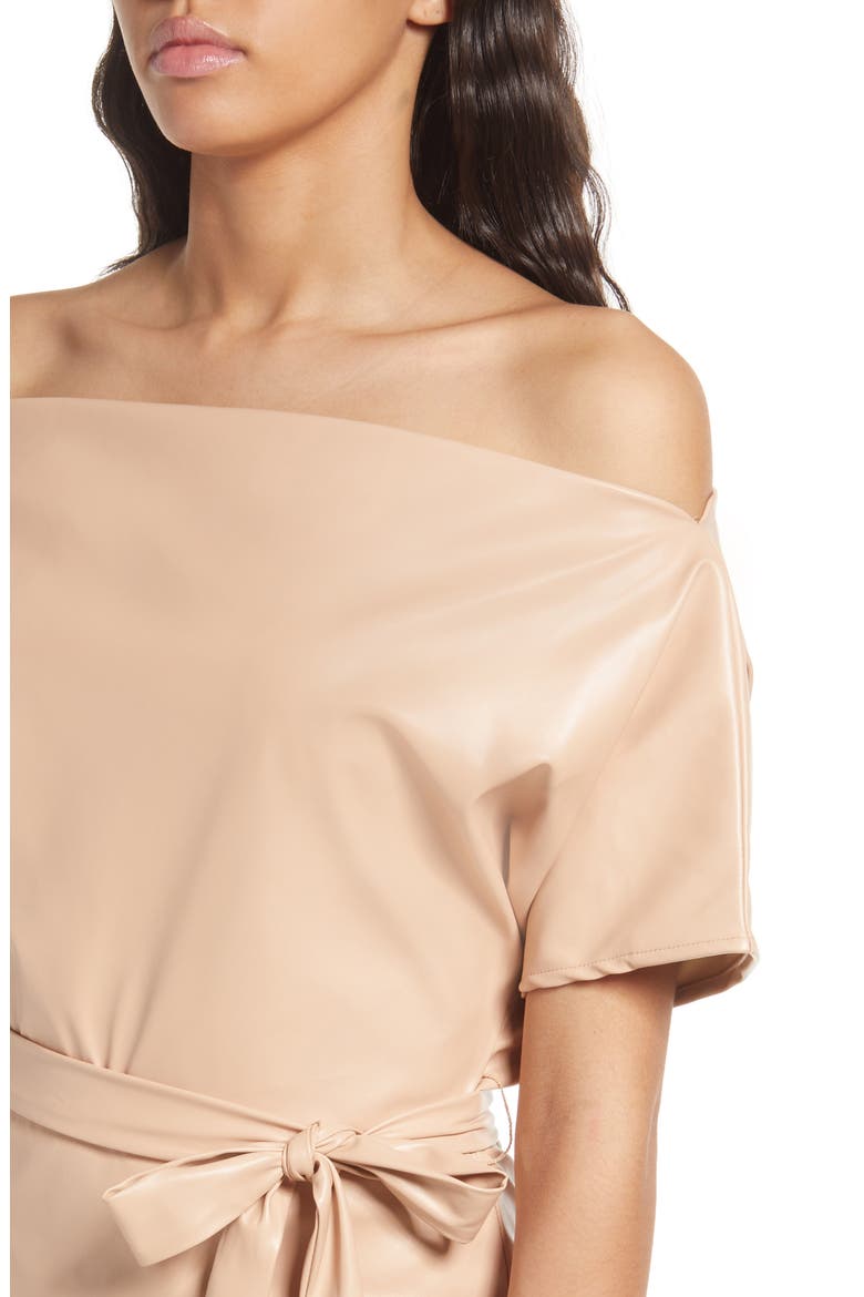 Dolman Sleeve Faux Leather Dress, Alternate, color, TAUPE