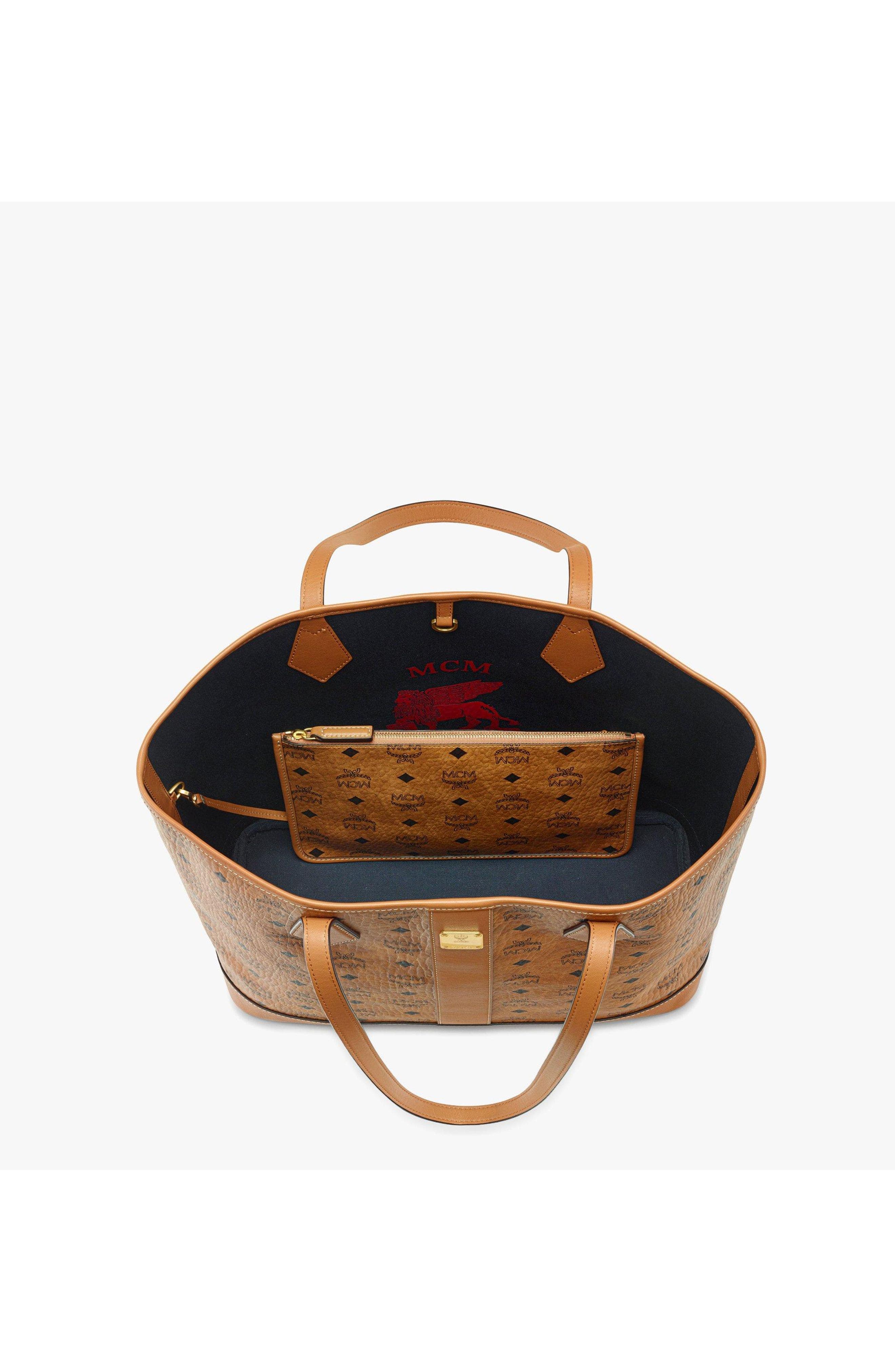 New Medium Liz Shopper in Visetos, Alternate, color, Cognac