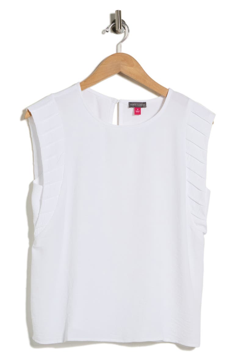 Pleat Sleeve Shell Top, Alternate, color, LUCENT WHITE