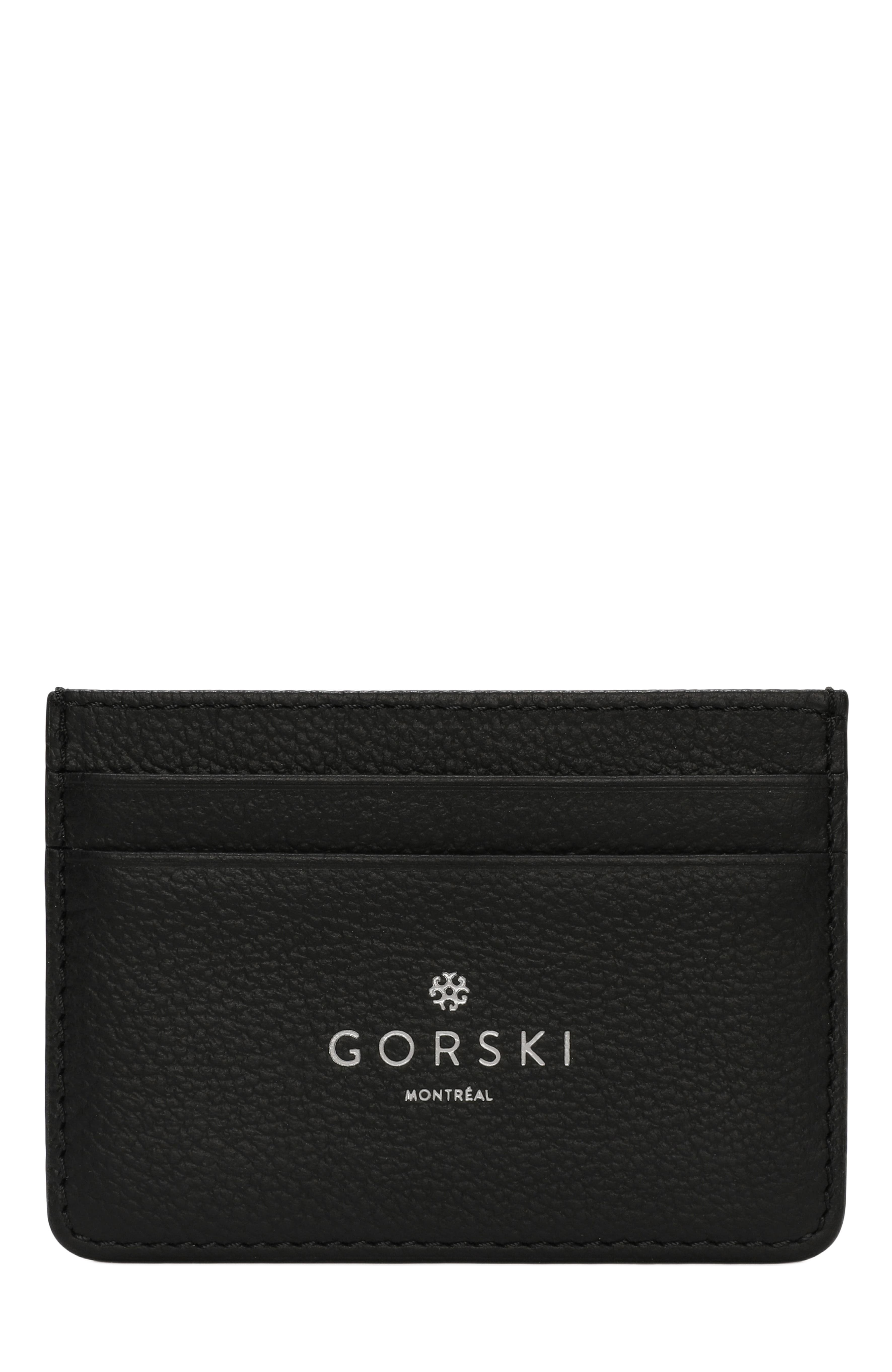 GORSKI Leather Card Holder, Main, color, Black