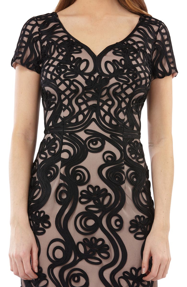 JS Collections Soutache Mesh Sheath Dress, Alternate, color, 