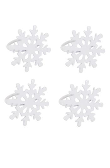 Design Imports Snowflake Set Of 4 Napkin Rings In White
