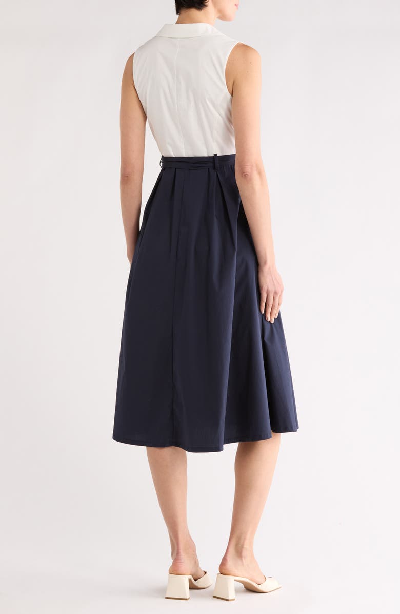 T Tahari Colorblock Sleeveless A-Line Dress, Alternate, color, White Star And Navy