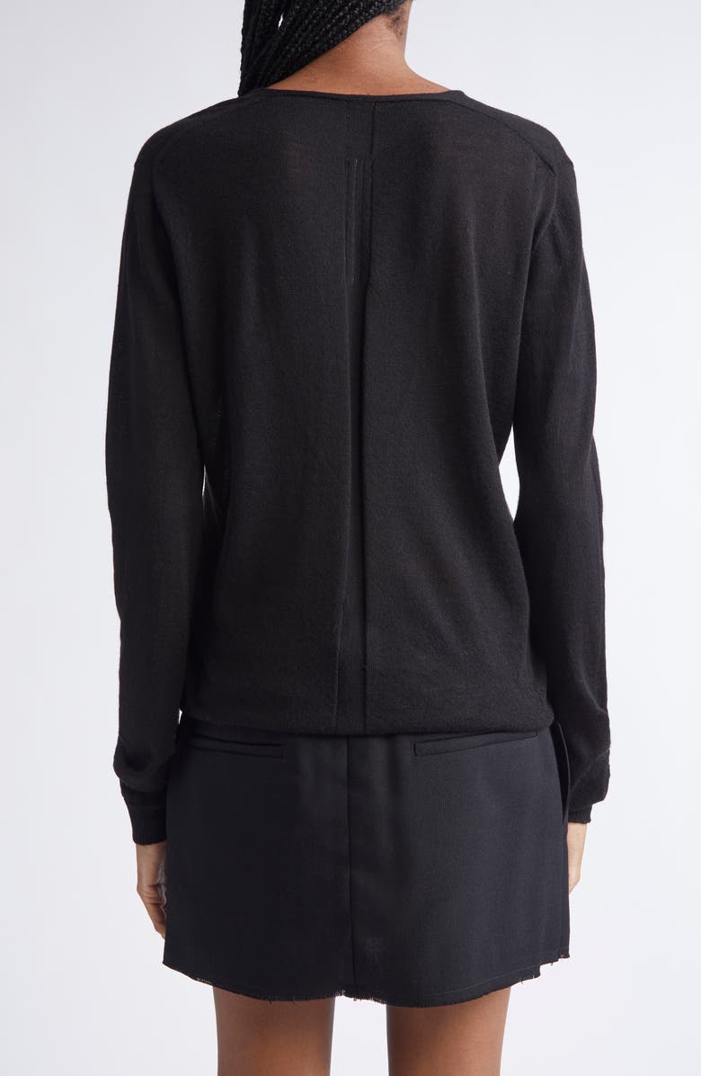 Rick Owens Extreme V-Neck Virgin Wool Sweater, Alternate, color, Black