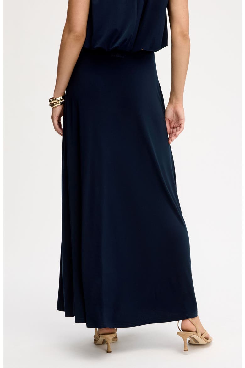 Gathered A-Line Midi Skirt, Alternate, color, NAVY