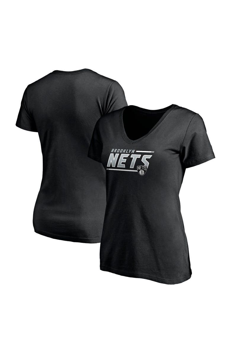 FANATICS Women's Fanatics Branded Black Brooklyn Nets Mascot In Bounds V-Neck T-Shirt, Main, color, Black
