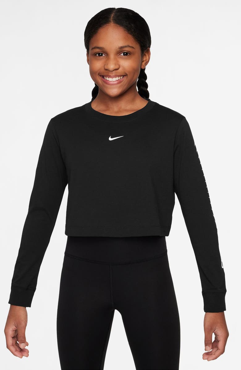Nike Kids' Dance Cotton Crop Top, Main, color, Black