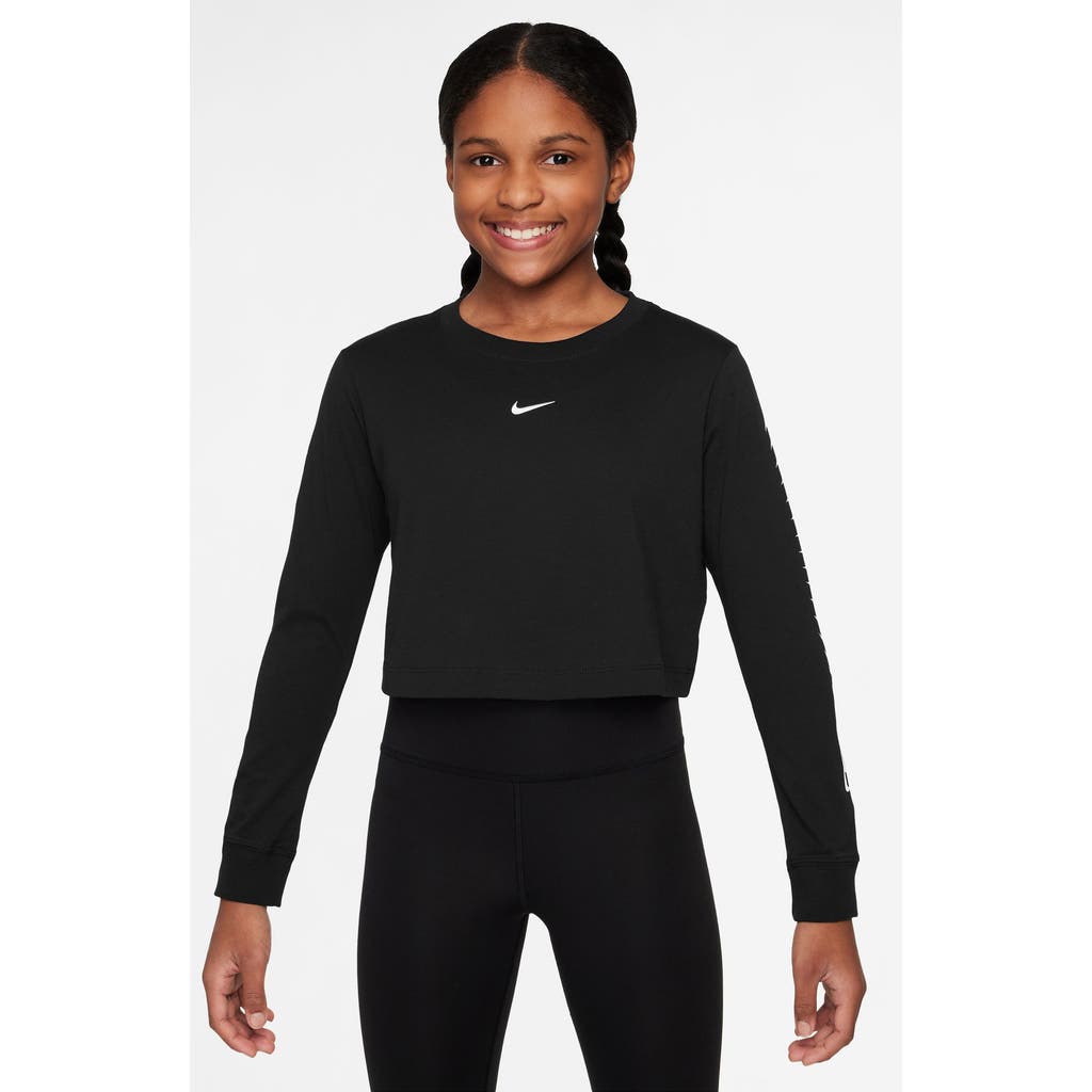Nike Kids' Dance Cotton Crop Top In Black