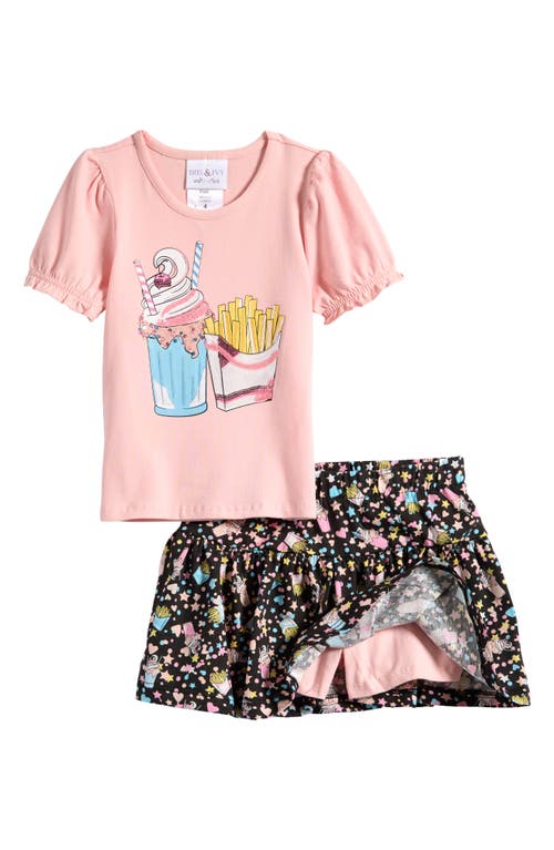 Iris & Ivy Kids' Fries & Milkshake Sequin T-shirt & Skirt Set In Pink