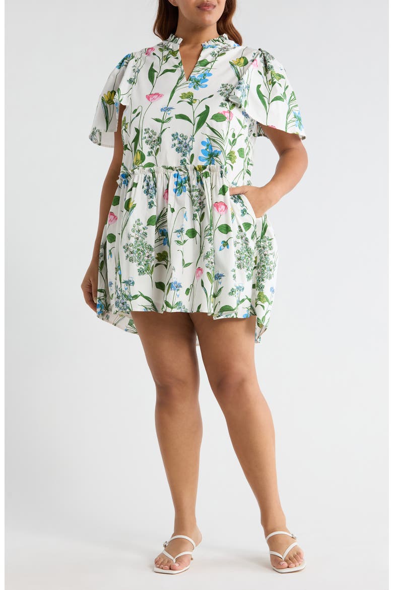 Clove Garden Floral Babydoll Dress, Main, color, WHITE/PINK/GREEN