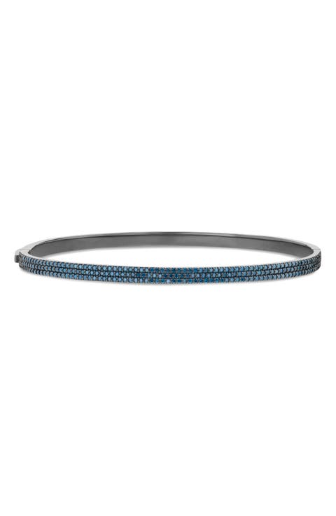 14K Black Gold Blue Diamond Vanity Bangle Bracelet