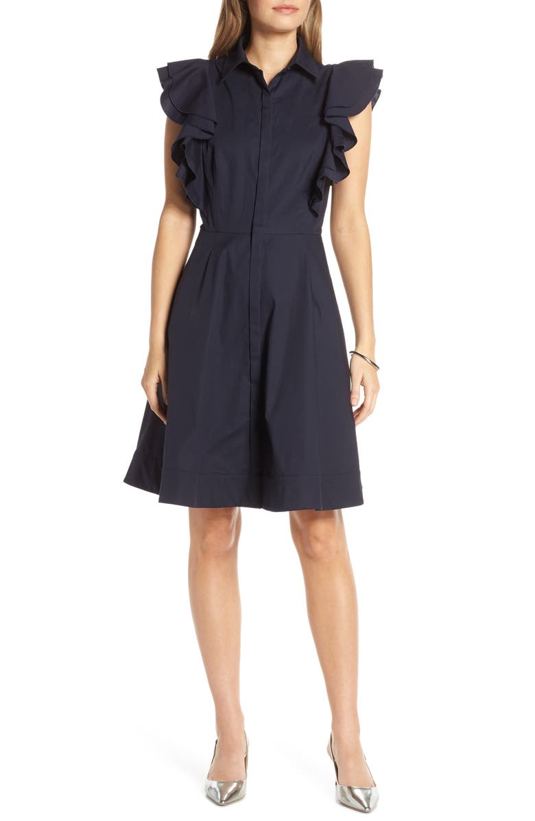 1901 Ruffle Sleeve Fit & Flare Dress, Main, color, 