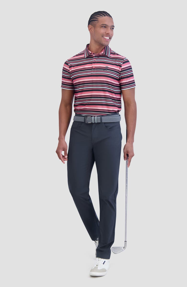 Ben Sherman Stripe Print Stretch Tech Polo, Alternate, color, Dark Pink