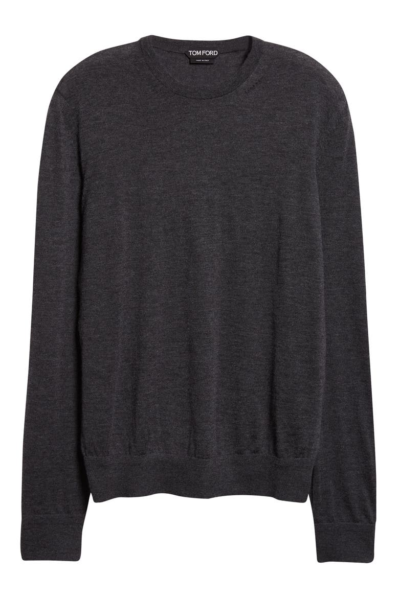 Fine Gauge Cashmere & Silk Crewneck Sweater, Alternate, color, IG680 LIGHT CHARCOAL