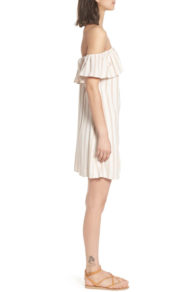 Stripe Off the Shoulder Dress, Alternate, color, IVORY EGRET EMILY STRIPE