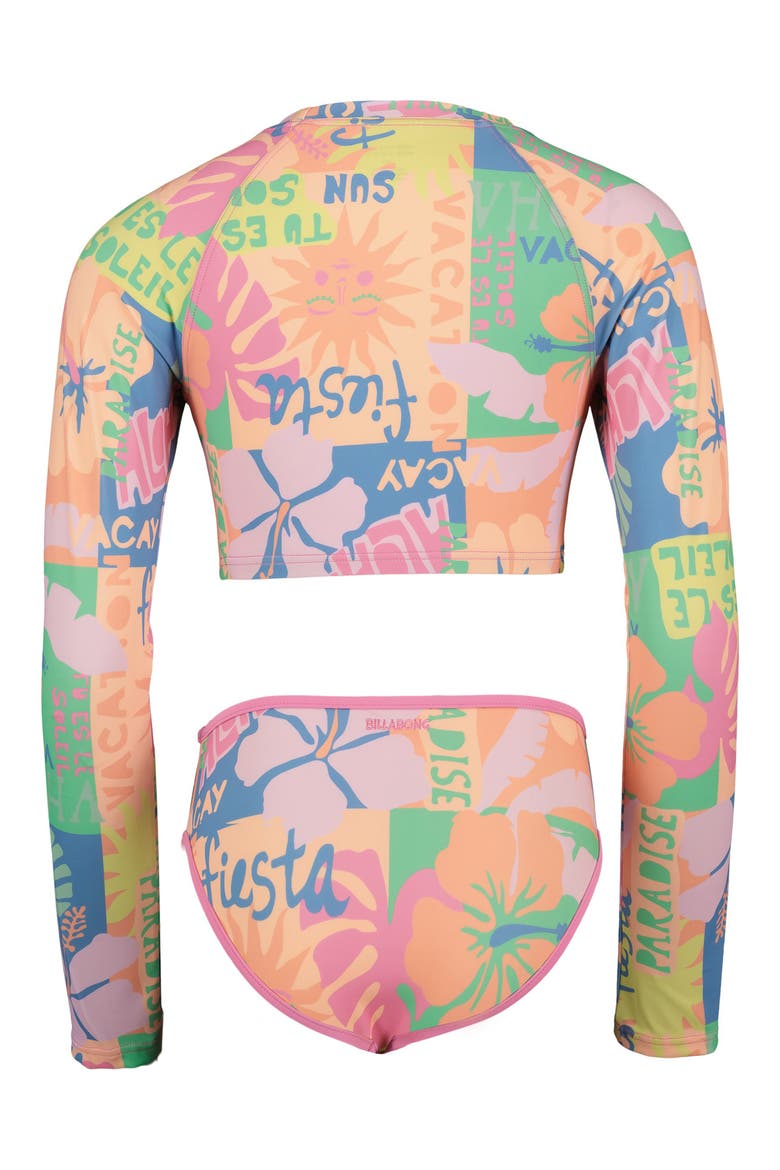 Kids' Sun Scape Two-Piece Rashguard Swimsuit, Alternate, color, FUCHSIA PINK