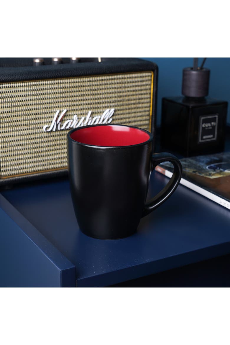 Albie Stoneware 4-Piece Mug Set, Alternate, color, Red and Black
