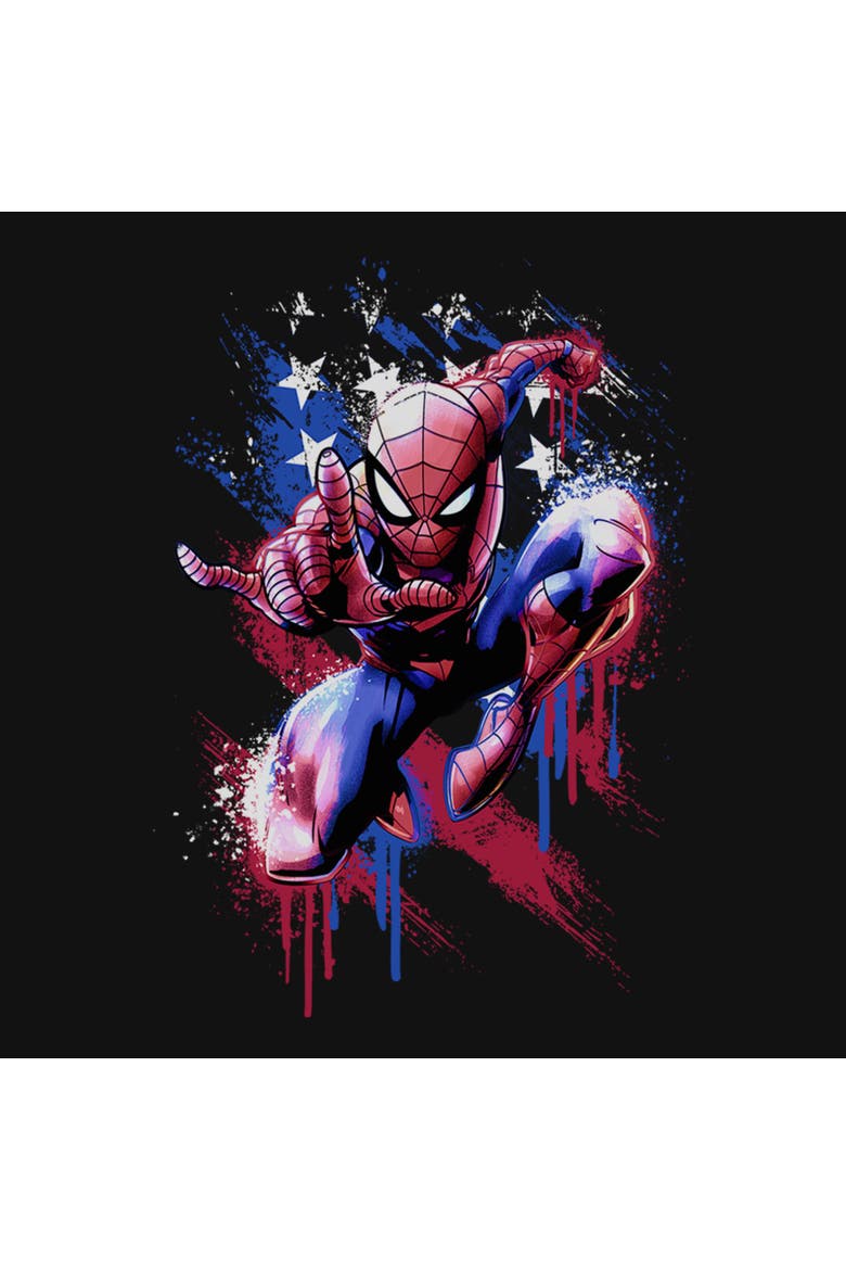 Girls Marvel Spider-Man American Pose T Shirt, Alternate, color, Black