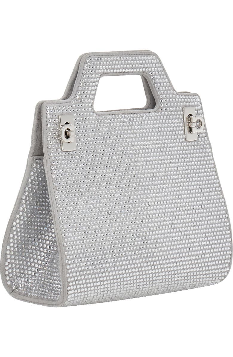 FERRAGAMO Wanda Mini Strass Crystal Top-Handle Bag, Alternate, color,